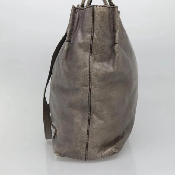 PRADA Hand Bag Leather 2way Gray Silver Auth ar13717 - Picture 6 of 16